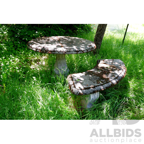 Vintage Composite Outdoor Table With Two Demilune Seats