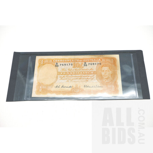 1952 Australian Ten Shilling Note Coombs and Wilson B39   769175
