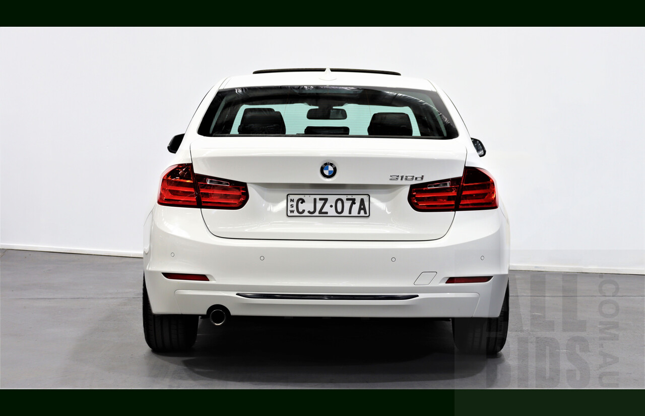 1/2013 BMW 318d Sport LINE F30 4d Sedan White 2.0L Turbo Diesel