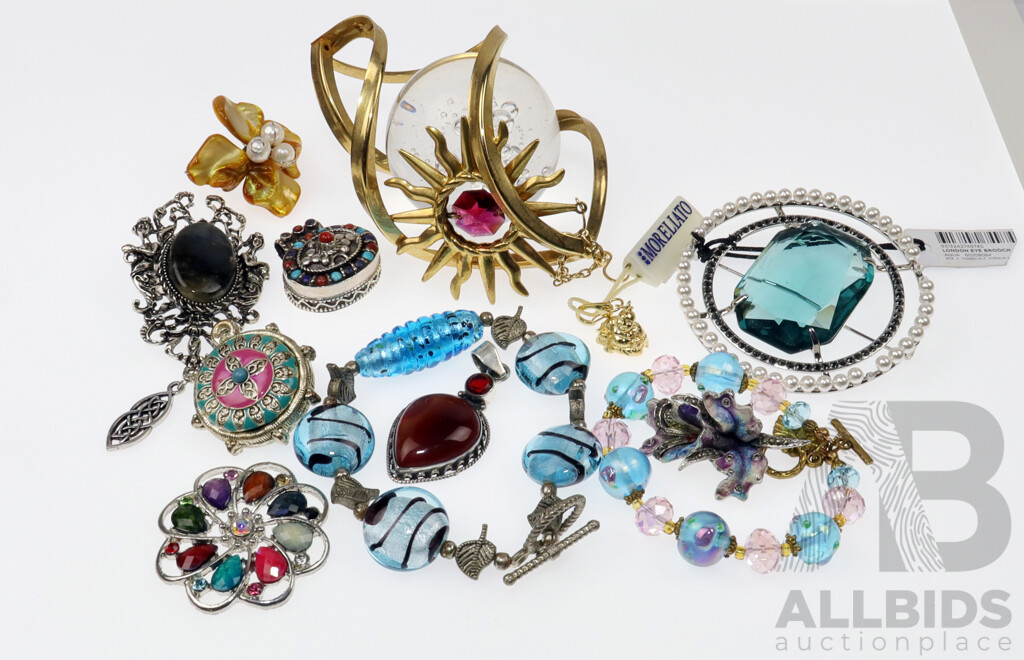Collection of Costume Jewellery Bracelets, Pendant and Brooches