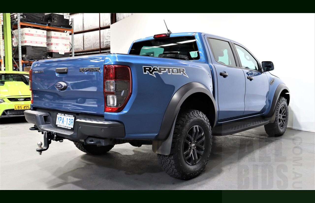 5/2021 Ford Ranger Raptor (4x4) PX MKII Dual Cab Utility Blue 2.0L Turbo Diesel