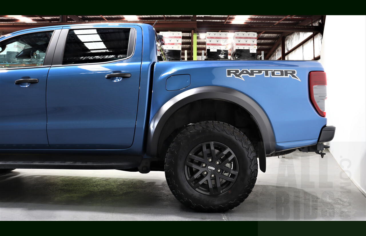 5/2021 Ford Ranger Raptor (4x4) PX MKII Dual Cab Utility Blue 2.0L Turbo Diesel