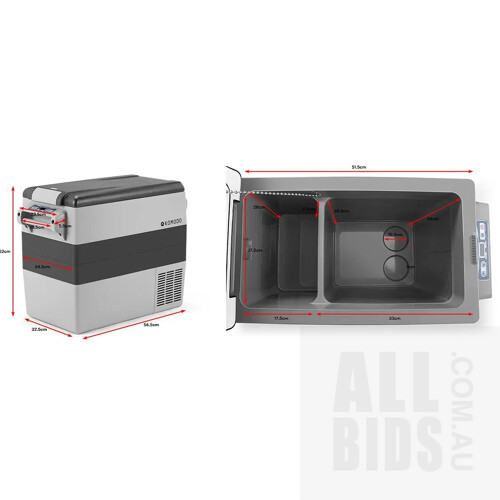 Komodo 55L Camping Portable Dual Zone Fridge Freezer Cooler - ORP $419