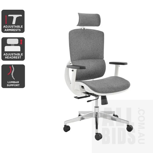 Ergolux Emerson Office Chair (White Frame, Grey) - ORP $279