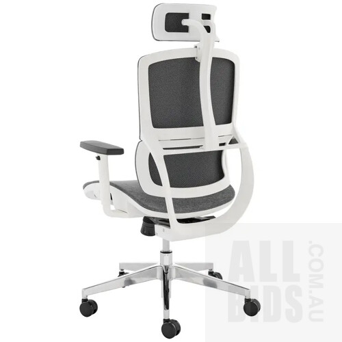 Ergolux Emerson Office Chair (White Frame, Grey) - ORP $279