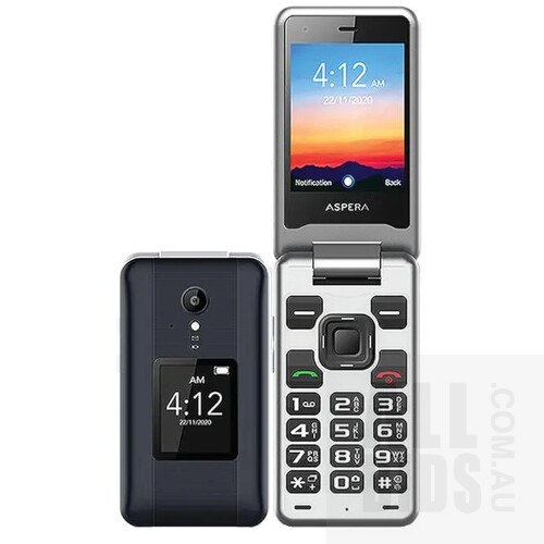 Aspera F42 Black 4G Flip Phone - ORP $104.50