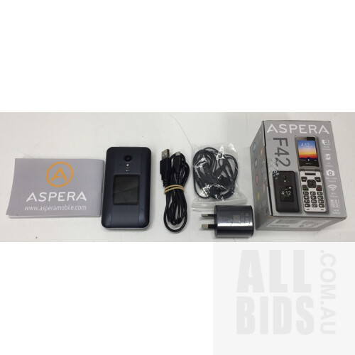 Aspera F42 Black 4G Flip Phone - ORP $104.50