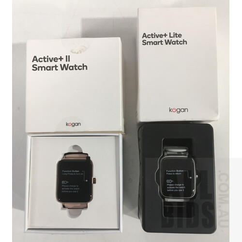 Kogan Active + II Smart Watch Pink And Kogan Active+ Lite Smart Watch Grey - Lot Of two - ORP $129.98