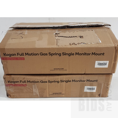 Kogan Full Motion Gas Spring Single Monitor Mount (Ostia Series - Black) - Lot of 2 - ORP $88.00
