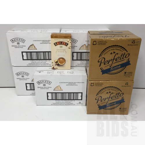 30 x Baileys, Original Coffee Pod 10pk and Perfetto, Roma Coffee Pods 100pk - Total ORP $245.68