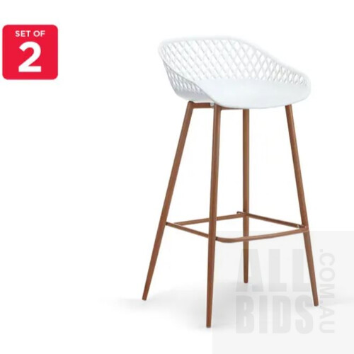 Ovela (Set of 2) Leerdam Bar Stools White - ORP $129.00