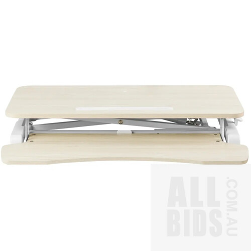 Ergolux Pro Height Adjustable Sit Stand Desk Riser (Medium, Oak/White) - ORP $179