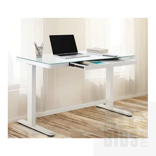 Ergolux Sorrento Electric Standing Desk (White, Glass) - ORP $549.00