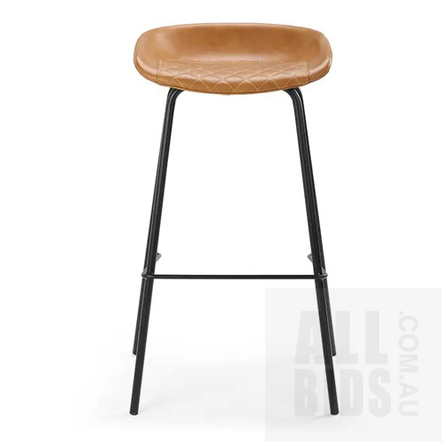 Shangri-La Set of 2 Emerson Premium Quilted Bar Stools (Tan) - ORP $219