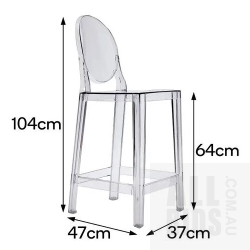 Matt Blatt Set of 2 Philippe Starck Victoria Ghost Stool Replica (65cm Clear)