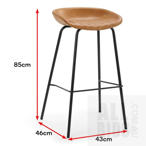 Shangri-La Set of 2 Emerson Premium Quilted Bar Stools (Tan) - ORP $219