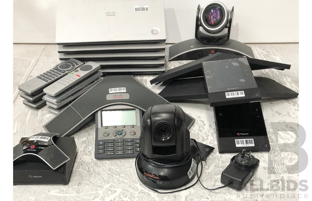 Bulk Lot of Assorted Cisco & Polycom Teleconferencing Equipment