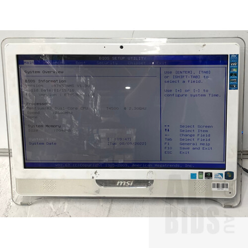 MSI (MS-6657) Intel Pentium (T4500) 2.30GHz CPU 21-Inch All-In-One Computer