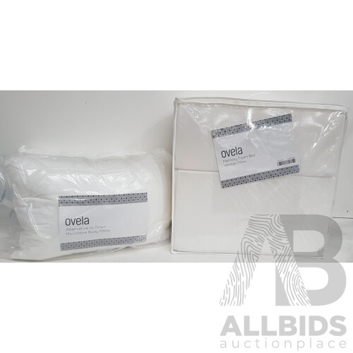 Ovela Memory Foam Bed Wedge Pillow and Alternative to Down Microfibre Body Pillow - Lot of 2 - Total ORP $84.98