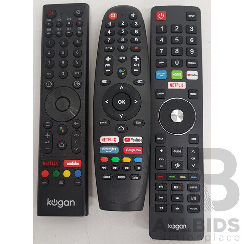 Assorted Kogan TV Remote Controls - Lot of 3 - Total ORP $149.97