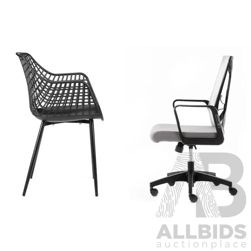 Ovela Set of 2 Leerdam Armchairs and Ergolux Galway Foldable Office Chair - Lot of 2 - Total ORP $179.98