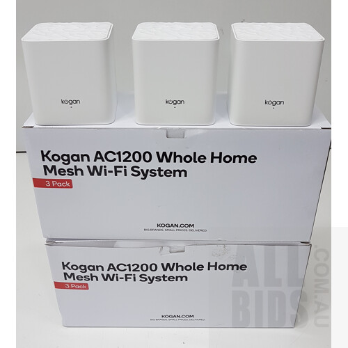 Kogan Ac1200 Whole Home Mesh Wi-Fi System 3 Pack  - Lot of 2 - ORP $ 258.00