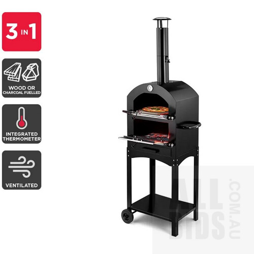 Cookmaster 3-in-1 Outdoor Charcoal Smoker Grill Pizza Oven - ORP $205