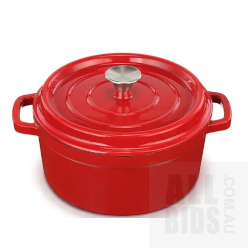 Ovela Cast Iron Casserole Dish 5L (Red)