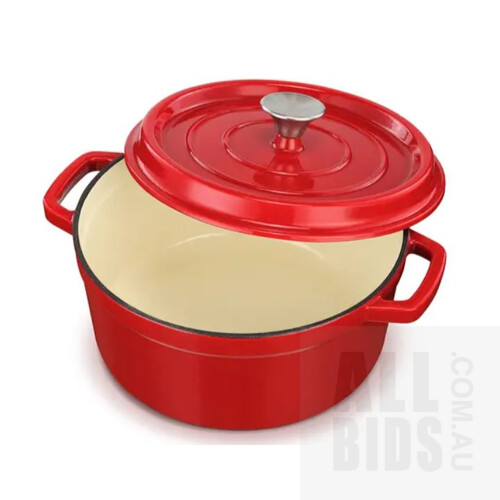 Ovela Cast Iron Casserole Dish 5L (Red)