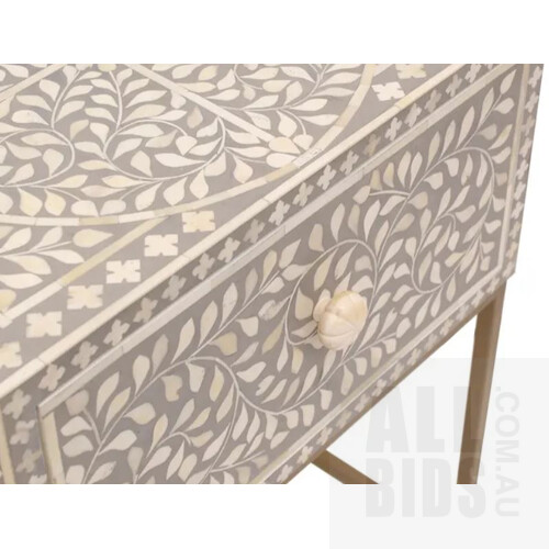 Matt Blatt Pia Bone Inlay Bedside Table (Grey) - ORP $599.00