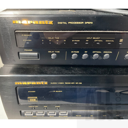 Marantz Digital Processor DP870, Audio/Visual Receiver SR-96, Behringer Virtualizer DSP1000 Digital Effects Processor With Remote, User’s Manual and Hard Cover Quad Book