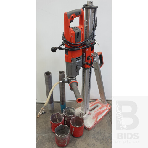 Husqvarna DM 220 Electric Core Drill With Core Drill Bits and Husqvarna DS250ATS Core Drill Rig Stand