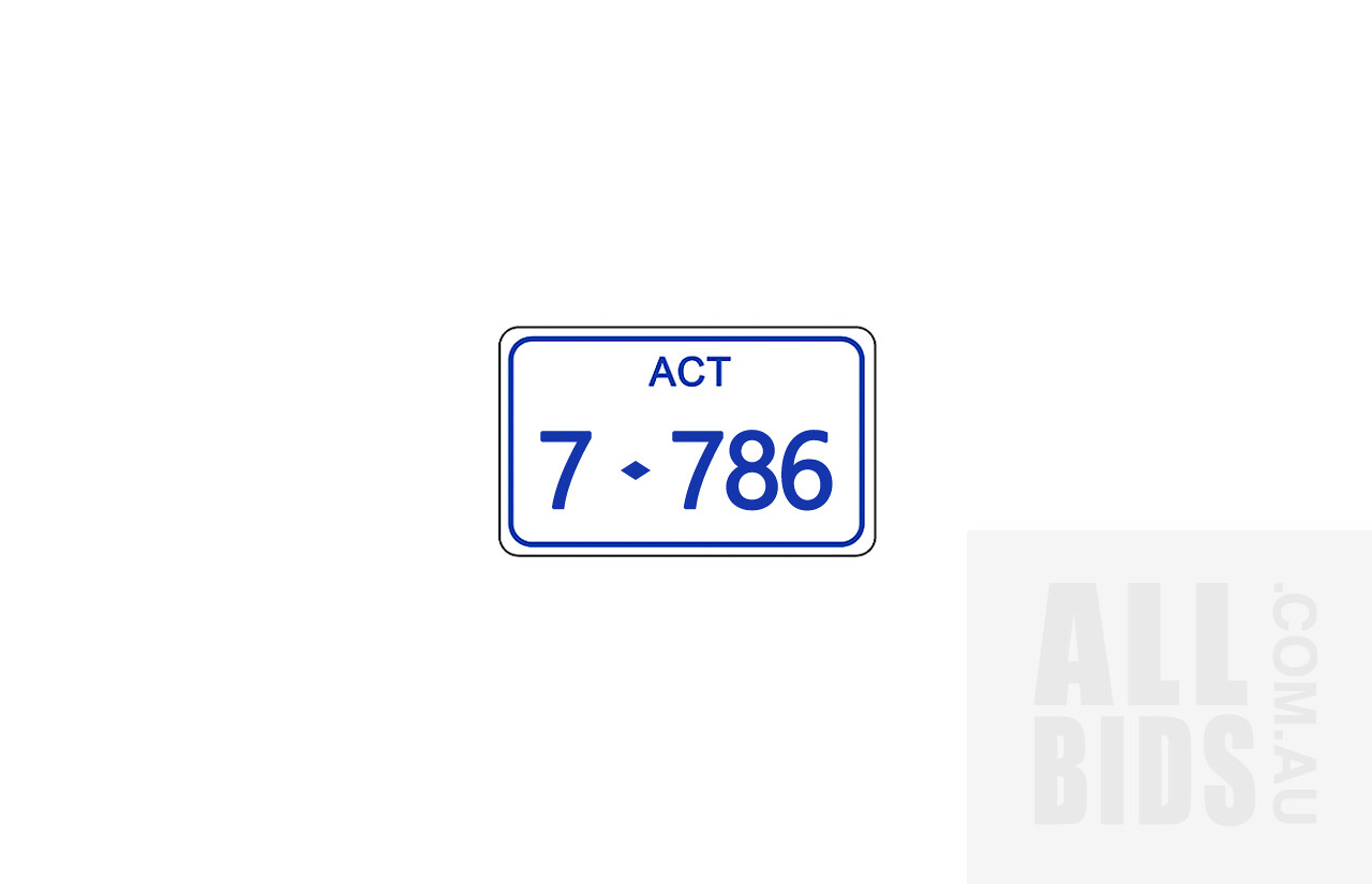 ACT 4-Digit Number Plate - 7-786 Buyers Premium Reduced to 12.5%