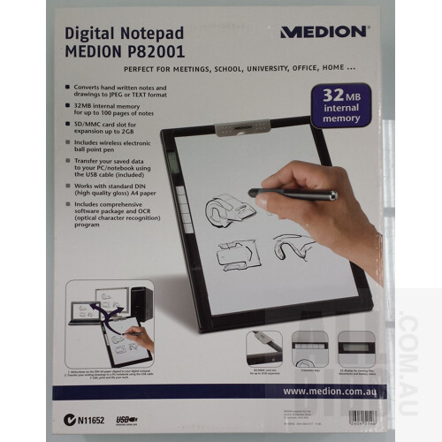 New (opened) MEDION P82001 Digital Notepad with Wireless Electronic Pen – RRP $159