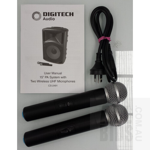 New Digitech CS2491 300W Multi-Function Party Speaker with 2 x Wireless Mics – RRP $499