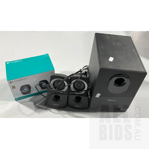 Logitech Speaker System Z313 With Two Smaller Speakers and Pair of Z120 Stereo Speakers in Original Box