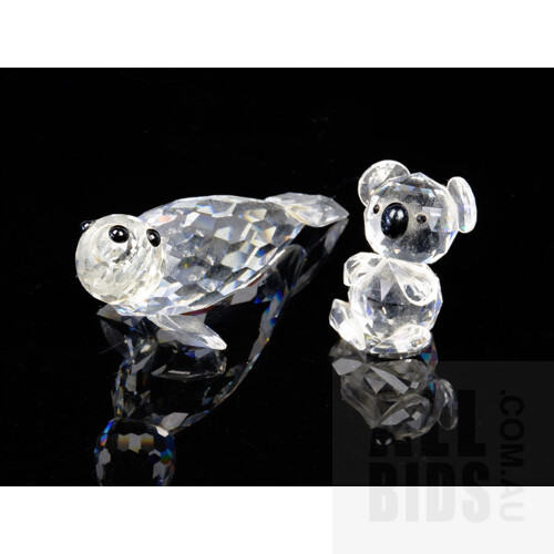 Boxed Swarovski Crystal Seal with Boxed Toneva Crystal Koala