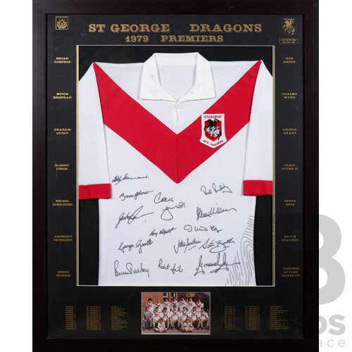 Limited Edition 463 of 500 Individually Hand Signed St George 1979 Premiers Jersey in Framed Presentation with Certificate of Authenticity