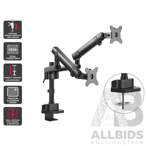 Kogan (KADMMPCGASC) Full Motion Gas Spring Dual Monitor Mount - ORP $149.99