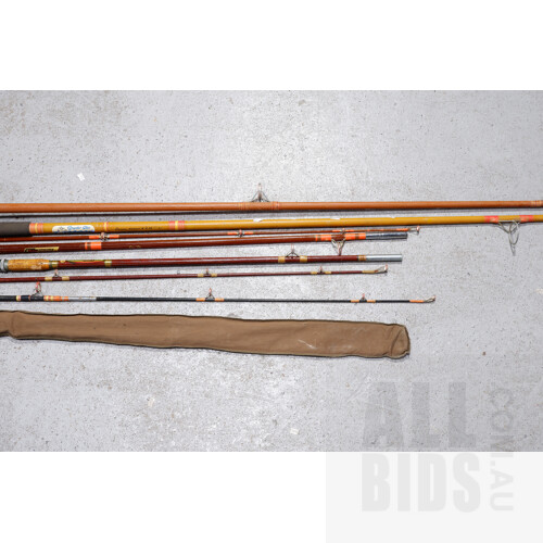 Four Vintage Fishing Rods Including Pastime Power, Alvey, ATS Custom, Snyder Glas and Genuine Slazenger