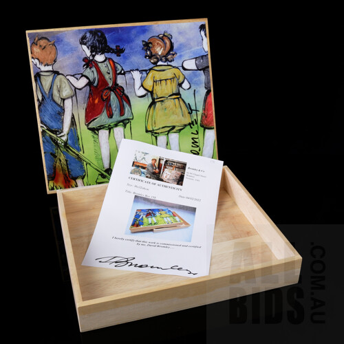 David Bromley (born 1960), Bromley Box 158 2022, Digital Print Laid on Timber, 36 x 32 x 6 cm, Hand-Signed