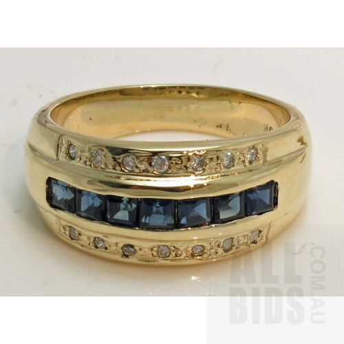 9ct Gold Sapphire & Diamond Ring