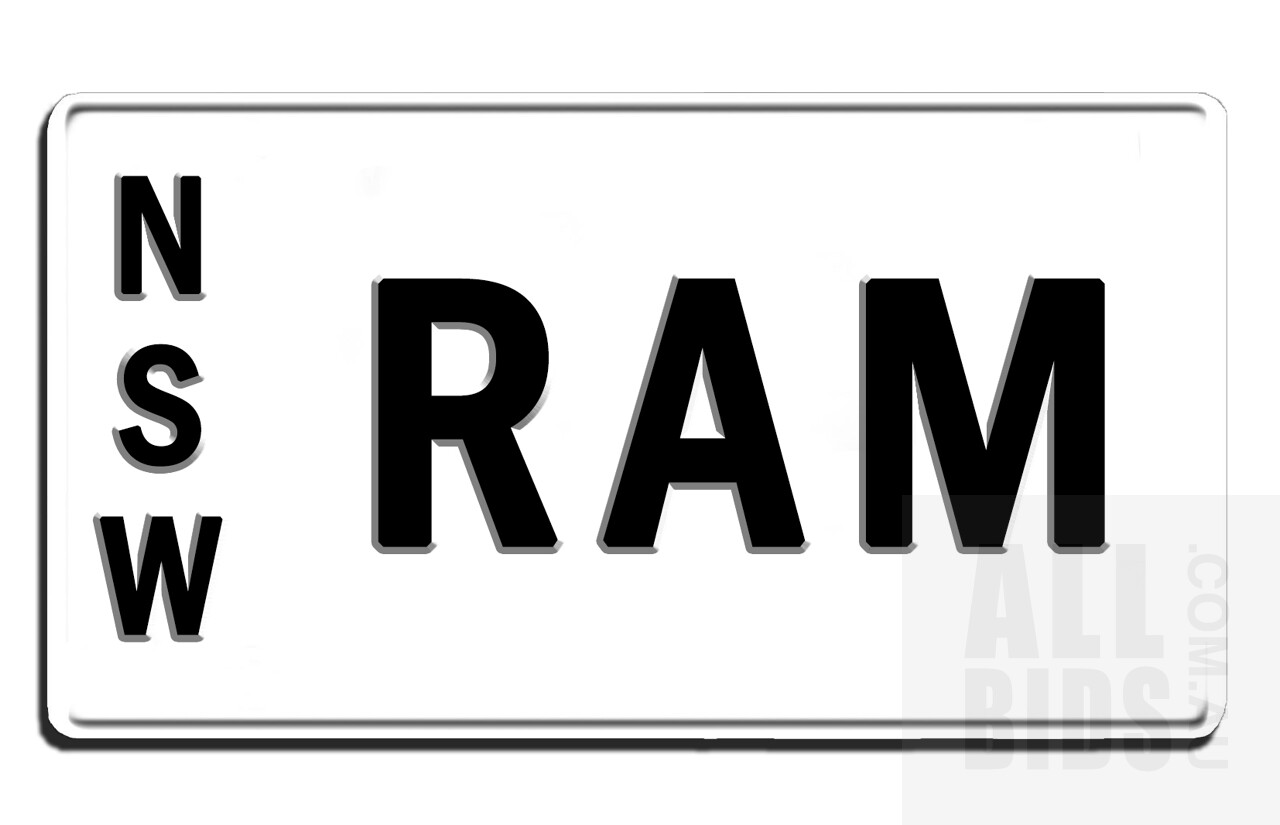 NSW Custom Number Plate - RAM