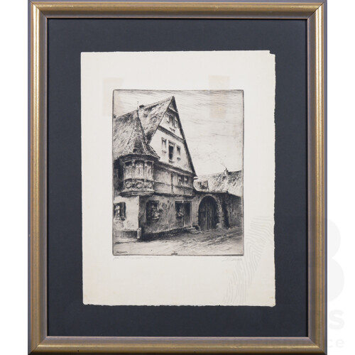 Set of Three, Various German Village Scenes, Original Etchings, 56 x 45 cm (framed) 59.5 x 41.5 cm (framed) 47.5 x 38.5 cm (framed) 