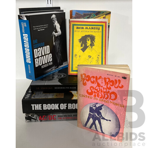 Collection Ten Books Relating to Rock and Other Musioc Genres Including AC DC by Phil Sutcliffe, the Book of Rock by Philip Dodd and More