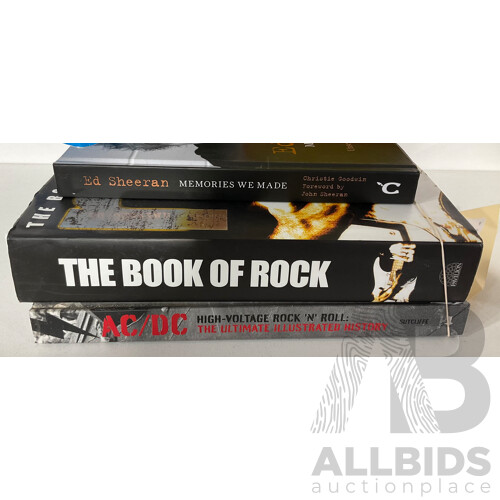 Collection Ten Books Relating to Rock and Other Musioc Genres Including AC DC by Phil Sutcliffe, the Book of Rock by Philip Dodd and More