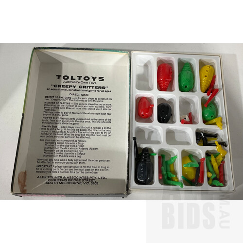 Vintage Toltoy’s Creepy Critters Game in Original Box and Ideal Brand Shaker Maker Activity Set in Original Box