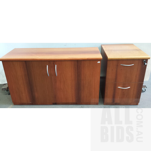 Office Credenza and Two Drawer Filing Cabinet