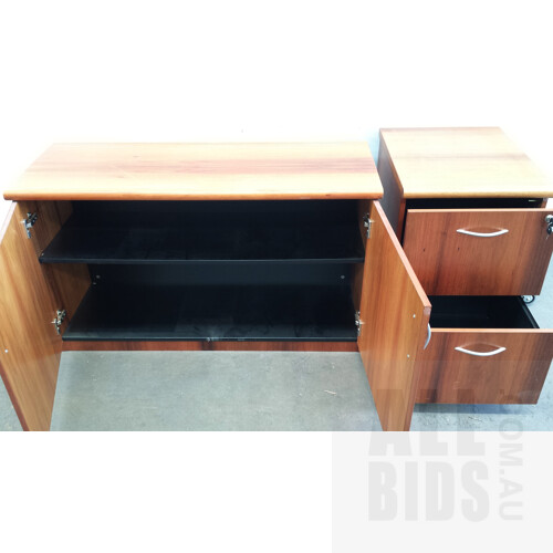 Office Credenza and Two Drawer Filing Cabinet