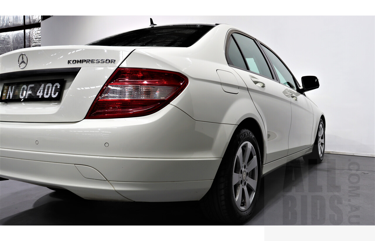 7/2008 Mercedes-Benz C200 Kompressor Classic W204 4d Sedan White 1.8L Supercharged